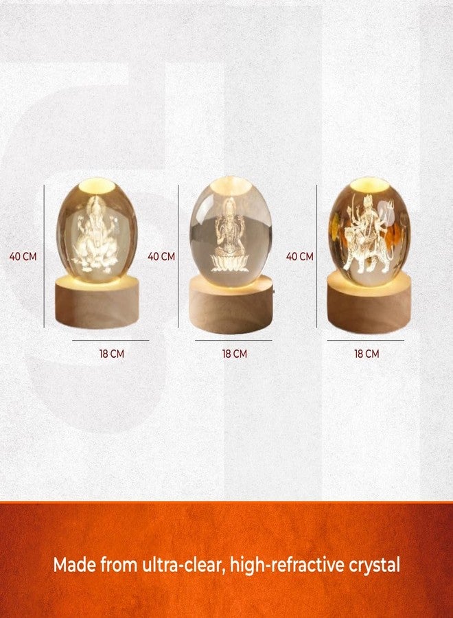 Divine Hindu Ganesh, Lakshmi & Durga LED Night Light Plug-in Compact Nightlamp for Hallway, Bathroom, Kitchen & Bedroom – Soft Warm White Glow | Night Light for Home Décor, Office & Gifts | Set of 3 - Image 2