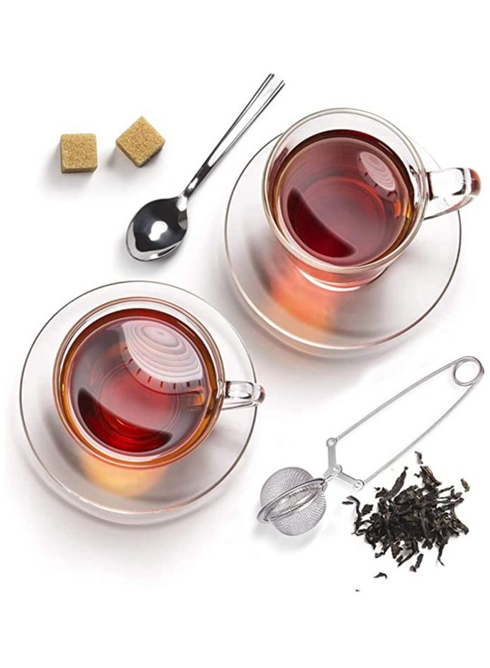 تيلاند مصفاة شبكية رفيعة متينة مصفاة ملقط من الفولاذ المقاوم للصدأ لتخمير أوراق الشاي السائبة والتوابل والتوابل 5.5 سم - Image 5