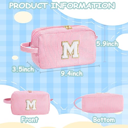 YOOLIFE Makeup Bag for Women Teen - Monogram Cute Initial Pink Makeup Bag Cosmetic Toiletry Bag Make Up Pouch for Women Her Best Friend Sister Teacher, Personalized Birthday Gifts for Women Girls K - Image 3