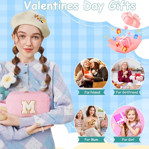 YOOLIFE Makeup Bag for Women Teen - Monogram Cute Initial Pink Makeup Bag Cosmetic Toiletry Bag Make Up Pouch for Women Her Best Friend Sister Teacher, Personalized Birthday Gifts for Women Girls K - Image 5