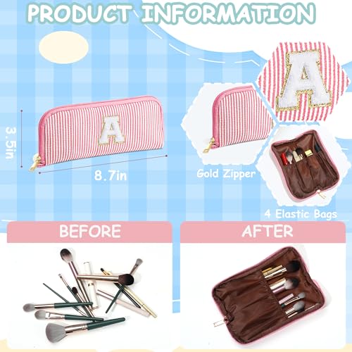 YOOLIFE Makeup Bag for Women Teen - Monogram Cute Initial Pink Makeup Bag Cosmetic Toiletry Bag Make Up Pouch for Women Her Best Friend Sister Teacher, Personalized Birthday Gifts for Women Girls K - Image 4