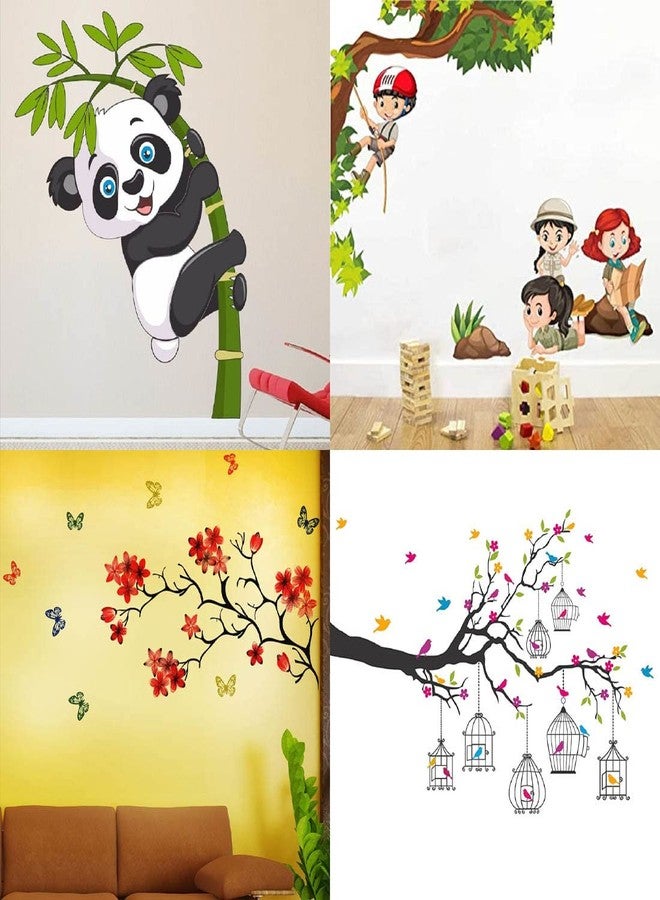 Merical Baby Panda, Kids Activity, Chinese Flower, Branches Flowers & BirdCages Wall Decor Stickers for Living Room, Hall,Bed Room and Kids Room. - Image 1