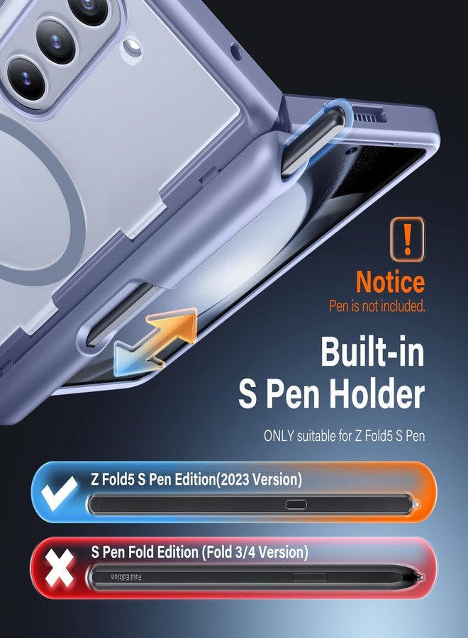 موبوسي جراب MOBOSI لهاتف Z Fold 5 مع واقي شاشة للخصوصية [متوافق مع Magsafe]، [حامل مدمج وحماية كاملة للمفصلات] غطاء هاتف مقاوم للصدمات لهاتف Samsung Galaxy Z Fold 5، رمادي أزرق - Image 2