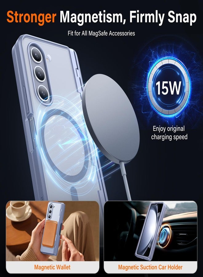 موبوسي جراب MOBOSI لهاتف Z Fold 5 مع واقي شاشة للخصوصية [متوافق مع Magsafe]، [حامل مدمج وحماية كاملة للمفصلات] غطاء هاتف مقاوم للصدمات لهاتف Samsung Galaxy Z Fold 5، رمادي أزرق - Image 4