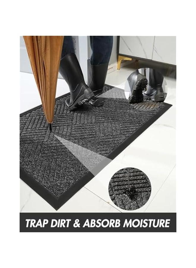 HOOKOR Front Door Mat,Outside Entrance Doormat Super Absorbent Moistureproof Door Mat,Indoor Outdoor Door Mat,Thick Durable Non Slip Rubber Backed, Welcome Mat for Home,Hallway (Grey, 60 * 90cm) - Image 4
