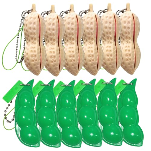 Ganjiang 12PCS Squeeze Bean Keychain Fidget Toys for Skin Picking Pea Pod Sensory Fidget ToysPeanut Poppers Fidget ToyStress Relief ToysParty Favors - Image 5