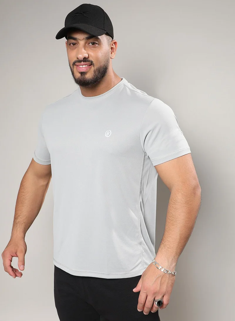 Instafab Plus Instafab Plus Men's Light Grey Basic Activewear T-Shirt For Casual Wear | Crew Neck | Short Sleeve | Pull On Closure | Jersey T-Shirt Crafted With Comfort Fit For Everyday Wear