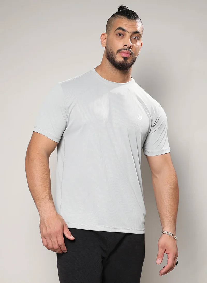 Instafab Plus Instafab Plus Men's Light Grey Basic Activewear T-Shirt For Casual Wear | Crew Neck | Short Sleeve | Pull On Closure | Jersey T-Shirt Crafted With Comfort Fit For Everyday Wear