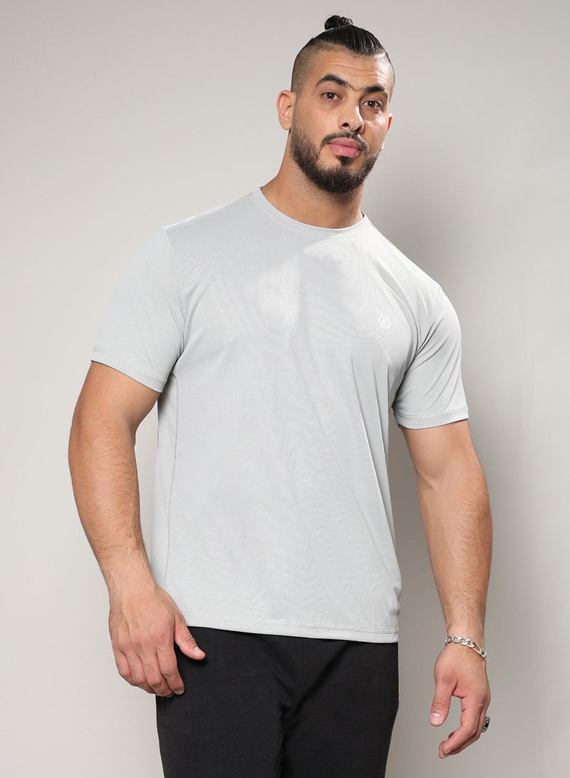 Instafab Plus Men's Solid Grey Regular Fit Activewear T-Shirt - Image 2