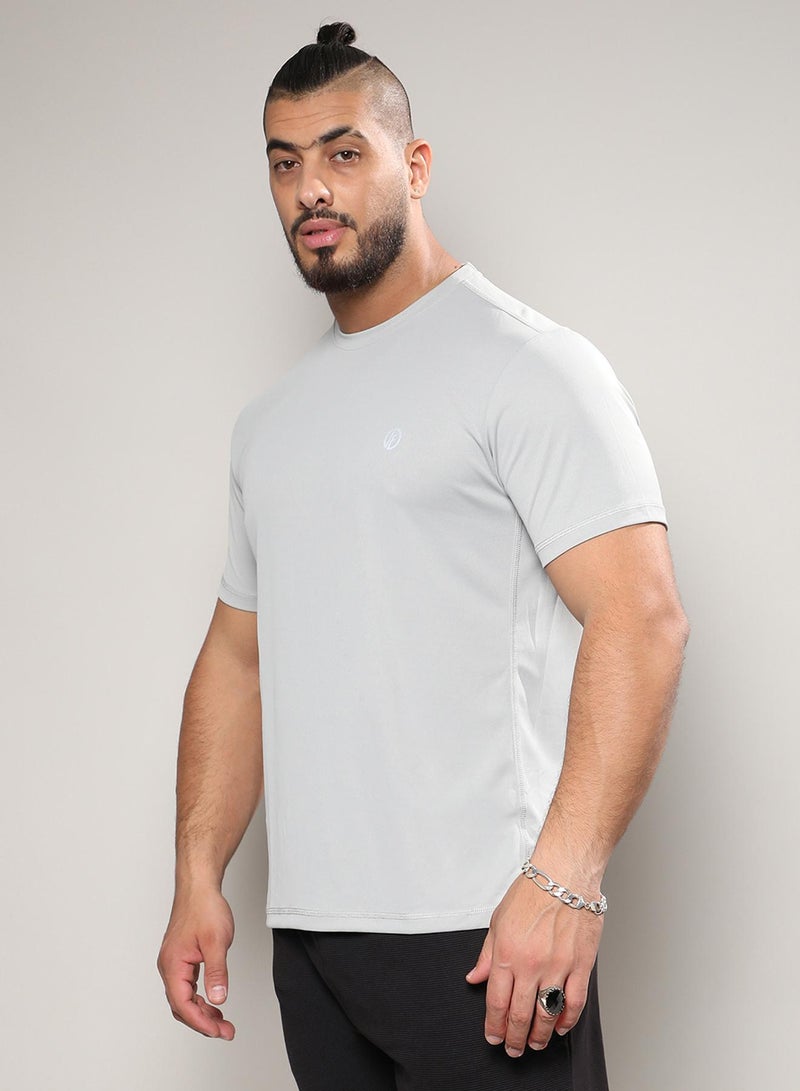 Instafab Plus Men's Solid Grey Regular Fit Activewear T-Shirt - Image 3