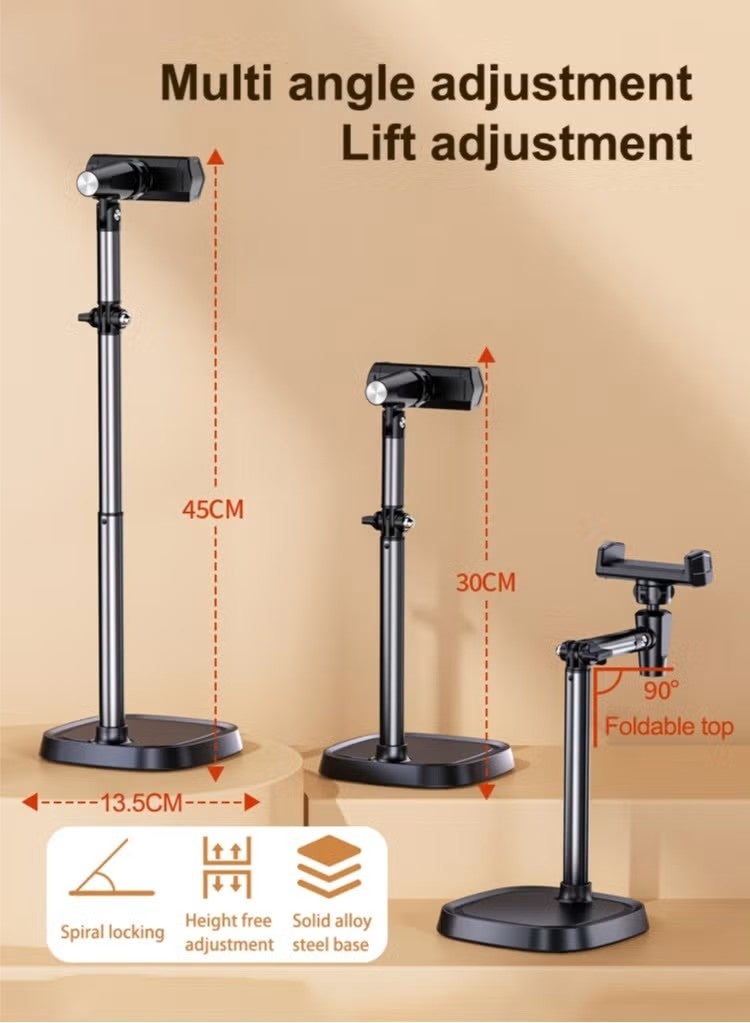 YIM-VIBEHAUS Extendable Selfie Stand With 360 Rotation and Phone Holder for 4-7" Devices, 17in Long Arm Overhead Stand for Desk, Live Streaming, YouTube, TikTok, Video Recording, Photography, Filming - Image 2