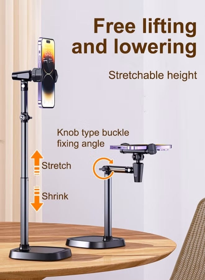 YIM-VIBEHAUS Extendable Selfie Stand With 360 Rotation and Phone Holder for 4-7" Devices, 17in Long Arm Overhead Stand for Desk, Live Streaming, YouTube, TikTok, Video Recording, Photography, Filming - Image 4