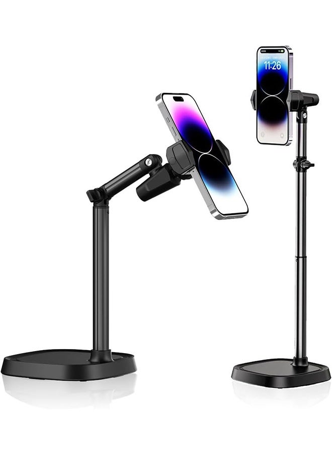 YIM-VIBEHAUS Extendable Selfie Stand With 360 Rotation and Phone Holder for 4-7" Devices, 17in Long Arm Overhead Stand for Desk, Live Streaming, YouTube, TikTok, Video Recording, Photography, Filming - Image 1