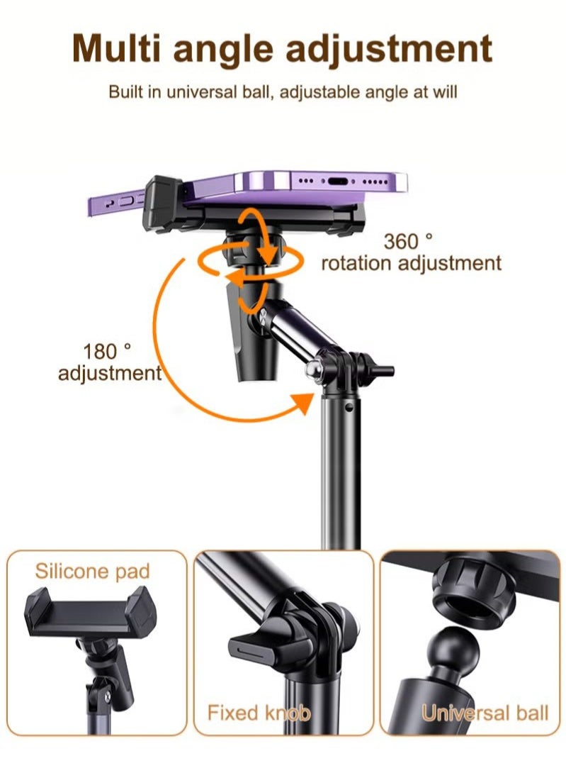 YIM-VIBEHAUS Extendable Selfie Stand With 360 Rotation and Phone Holder for 4-7" Devices, 17in Long Arm Overhead Stand for Desk, Live Streaming, YouTube, TikTok, Video Recording, Photography, Filming - Image 5