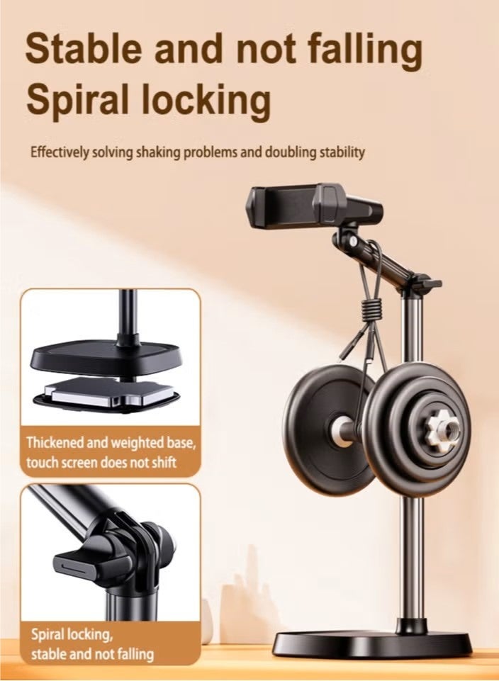 YIM-VIBEHAUS Extendable Selfie Stand With 360 Rotation and Phone Holder for 4-7" Devices, 17in Long Arm Overhead Stand for Desk, Live Streaming, YouTube, TikTok, Video Recording, Photography, Filming - Image 3