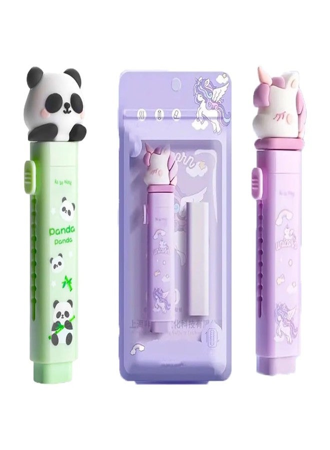 OANGO Cutter Shaped Eraser Set for Kids - Stationary Set, Rubber Erasers, Fancy Erasers for Birthday Return Gift (Panda Unicorn Pack of 2) - Image 1
