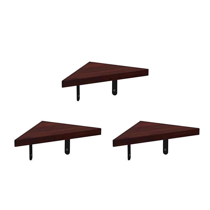 Flux flux Wooden Corner Floating Shelves Display Rack Corner Rack Wall Mounted Corner Shelves MDF Engineered Wood Board Display Decoration Storage Shelf for Living Room Bedroom Red Pack of 3  - Image 1