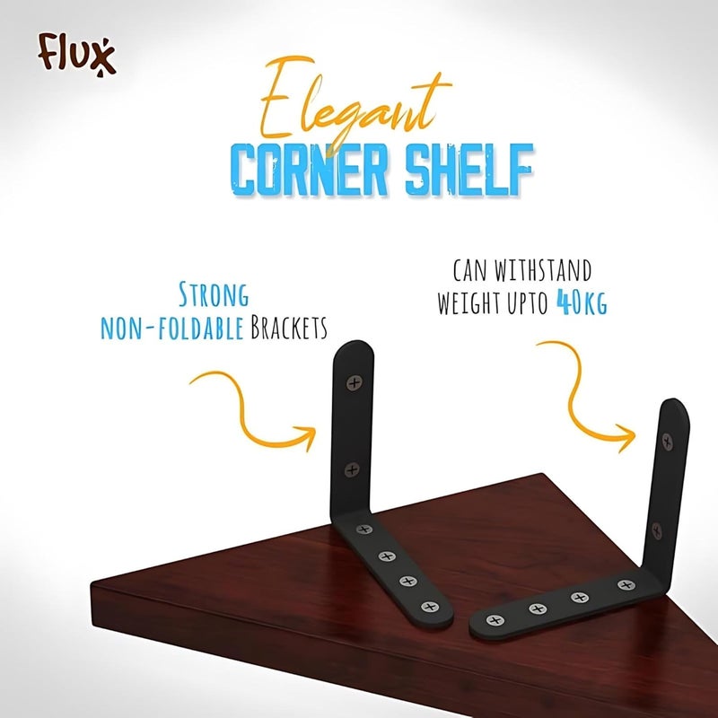 Flux flux Wooden Corner Floating Shelves Display Rack Corner Rack Wall Mounted Corner Shelves MDF Engineered Wood Board Display Decoration Storage Shelf for Living Room Bedroom Red Pack of 3  - Image 4