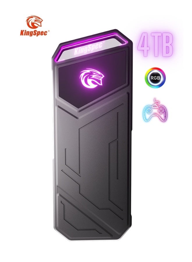 KingSpec Z5 4TB Portable External SSD with RGB Light - up to 2100MB/s, Zinc Alloy Case, USB 3.2 Gen2x2 Interface, Extreme Solid State Hard Drives, Compatible with Mobile Phone/PS5/Laptop/TV/PC - Image 1