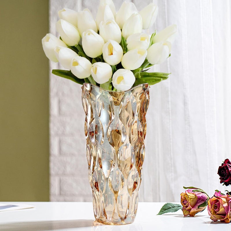 CEMABT Amber Glass Vase for Centerpieces, 9.4-inch Height, 5.1-inch Opening Width, 3.4 lbs Weight, Unbreakable, Suitable for All Kinds of Flowers, Modern and Elegant - Image 5