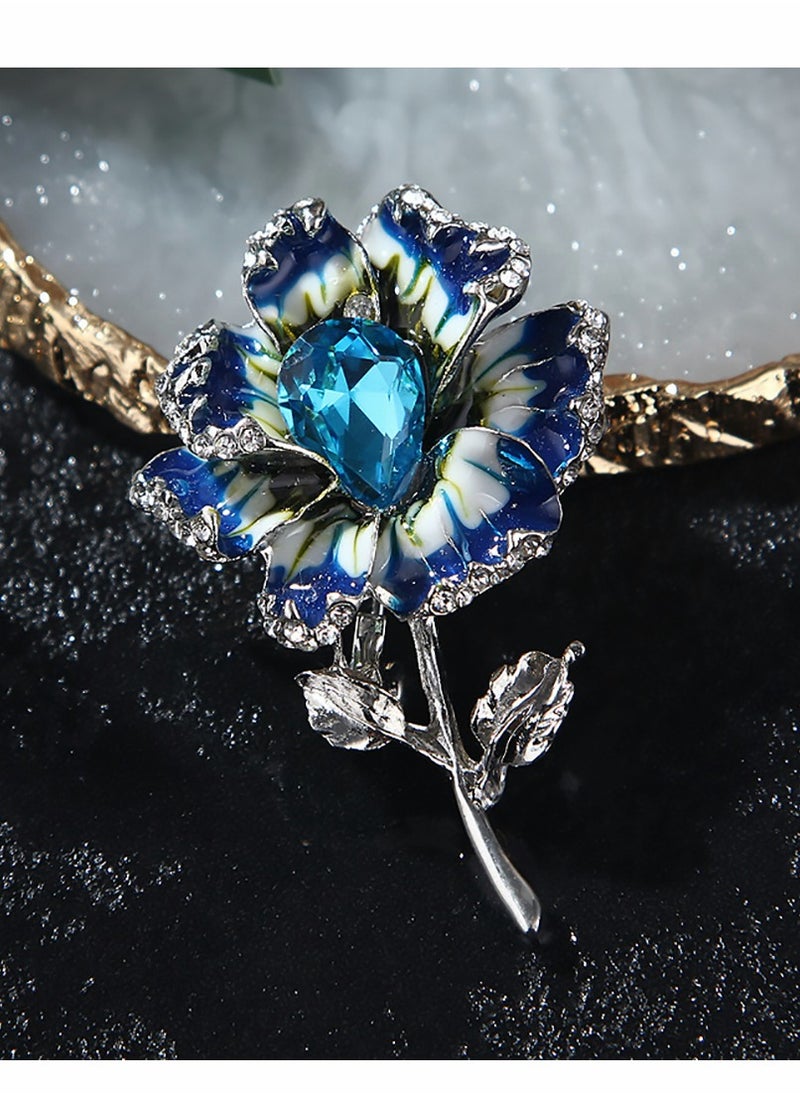Excefore - Flower Brooch Pin for Women, 3Pieces Fashion Plant Accessory with Rhinestone Crystal Wedding Party Gifts - Image 1