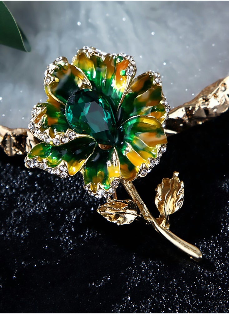 Excefore - Flower Brooch Pin for Women, 3Pieces Fashion Plant Accessory with Rhinestone Crystal Wedding Party Gifts - Image 1