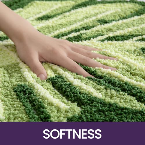 DEXI Leaf Bathroom Rugs Monstera, 23.5x31.5 Soft Fluffy Cute Bath Mat with Non Slip Backing, Washable Absorbent Bath Rug Quick Dry for Shower Floor, Toilet, Bedroom, Kids Room, Green - Image 3