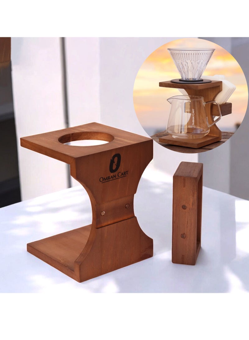 OMRAN CART Omran Cart V60 Holder Rack Wooden for Specialty Coffee - Stylish Wooden Stand with Built-in Paper Filter Holder, Perfect for V60 Dripper & Pour Over Coffee Brewing  - Image 1