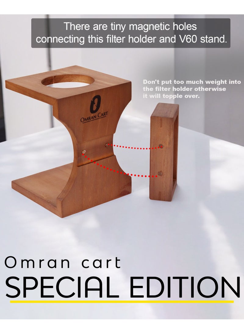 OMRAN CART Omran Cart V60 Holder Rack Wooden for Specialty Coffee - Stylish Wooden Stand with Built-in Paper Filter Holder, Perfect for V60 Dripper & Pour Over Coffee Brewing  - Image 2