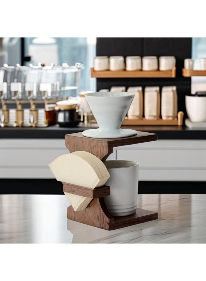 OMRAN CART Omran Cart V60 Holder Rack Wooden for Specialty Coffee - Stylish Wooden Stand with Built-in Paper Filter Holder, Perfect for V60 Dripper & Pour Over Coffee Brewing  - Image 3