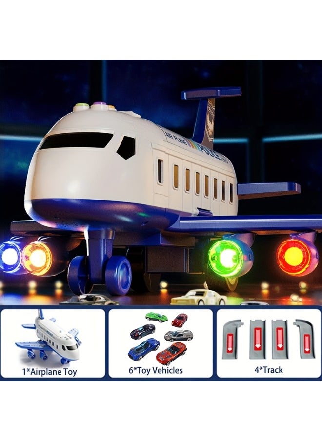 FLYHSO Airplane Race Track Toy for Kids – Foldable 4-Layer Car Track Playset with 6 Mini Cars, Plane Transport Carrier Toy for Boys & Girls Age 3 4 5 6+ | Gift for Birthday & Holidays  - Image 3