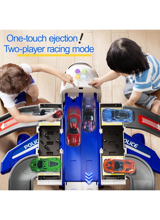 FLYHSO Airplane Race Track Toy for Kids – Foldable 4-Layer Car Track Playset with 6 Mini Cars, Plane Transport Carrier Toy for Boys & Girls Age 3 4 5 6+ | Gift for Birthday & Holidays  - Image 4