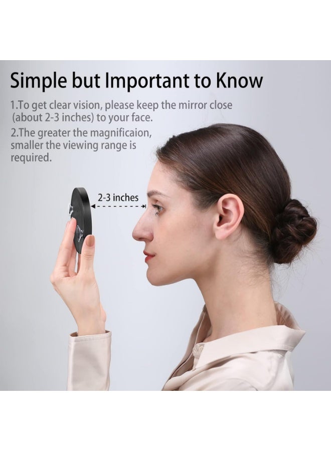 Magnifying Mirror, 3.5 Inch 20X Mirror & 10X Magnifier Mirrors with 2 Suction Cups, Small Travel Magnifying Mirror and Tweezers Kit for Eyebrow Tweezing, Blackhead Blemish Removal (Black) - Image 4