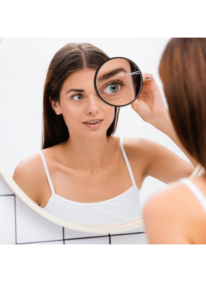 Magnifying Mirror, 3.5 Inch 20X Mirror & 10X Magnifier Mirrors with 2 Suction Cups, Small Travel Magnifying Mirror and Tweezers Kit for Eyebrow Tweezing, Blackhead Blemish Removal (Black) - Image 2
