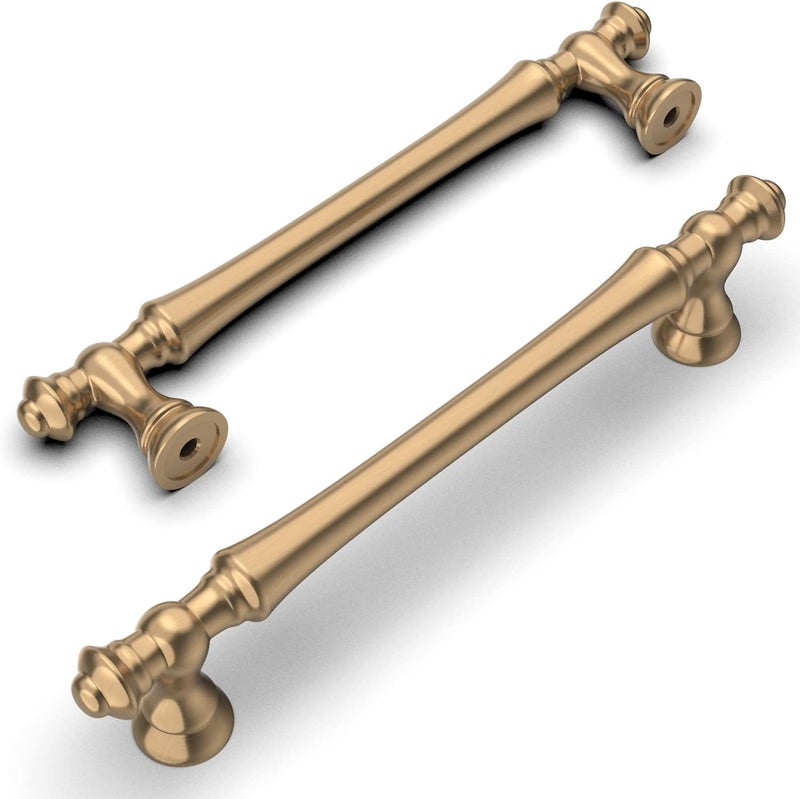 Amerdeco 10 Pack Champagne Bronze Cabinet Pulls 6.3 Inch(160mm) Hole Center Cabinet Hardware Kitchen Cabinet Handles for Bathroom Drawer Pulls Dresser Pulls ZH0014 - Image 1
