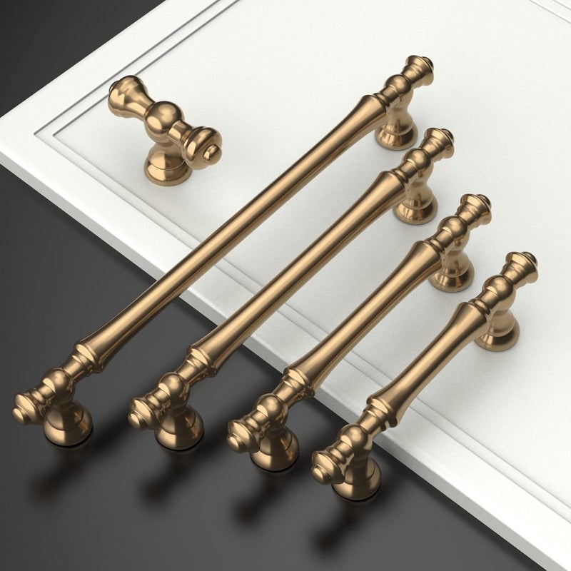 Amerdeco 10 Pack Champagne Bronze Cabinet Pulls 6.3 Inch(160mm) Hole Center Cabinet Hardware Kitchen Cabinet Handles for Bathroom Drawer Pulls Dresser Pulls ZH0014 - Image 2