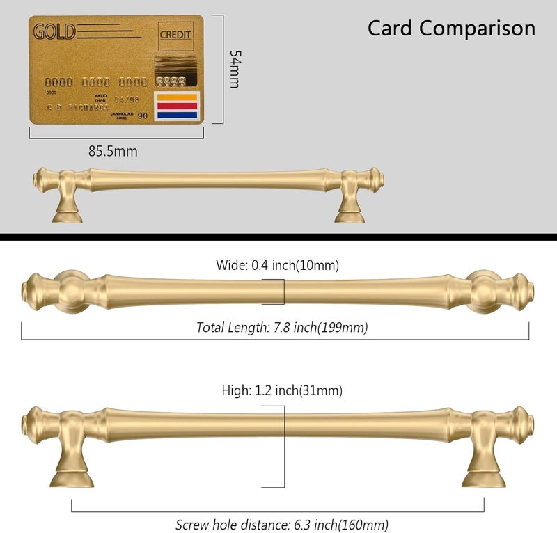 Amerdeco 10 Pack Champagne Bronze Cabinet Pulls 6.3 Inch(160mm) Hole Center Cabinet Hardware Kitchen Cabinet Handles for Bathroom Drawer Pulls Dresser Pulls ZH0014 - Image 5