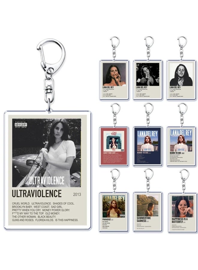 Generic Hot Lana Del Rey Minimalist Poster Keychain for Bag Pendant Born To Die Ultraviolence Key Chain Ring Keyring Jewelry Fans Gift-Color:6-Ships From:CHINA  - Image 2