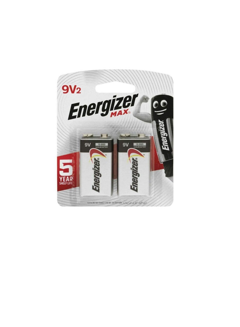 Energizer 9V Square Max Alkaline Batteries 522 BP2 - Image 1