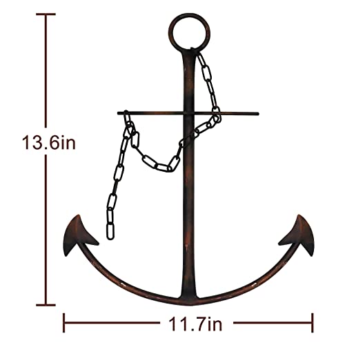Fleecy day Nautical Anchor Wall Decor, Antique Metal Anchor Art Wall Decor With Chain for Bedroom Living Room Dorm Home/13" Antique Anchor with Chain Wall Decor, Antique Metal Anchor Farmhouse Decor (Vintage) - Image 4