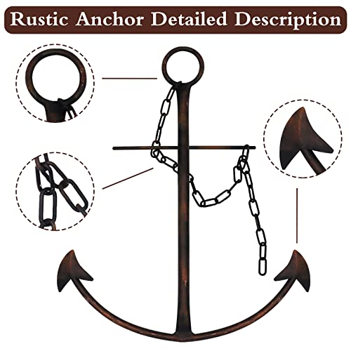 Fleecy day Nautical Anchor Wall Decor, Antique Metal Anchor Art Wall Decor With Chain for Bedroom Living Room Dorm Home/13" Antique Anchor with Chain Wall Decor, Antique Metal Anchor Farmhouse Decor (Vintage) - Image 3