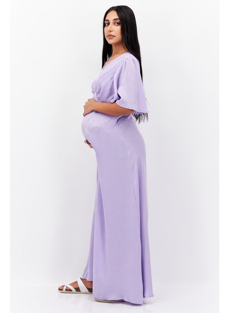 Flounce London - Maternity Solid Maxi Dress, Lilac - Image 1