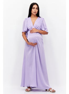 Maternity Solid Maxi Dress, Lilac