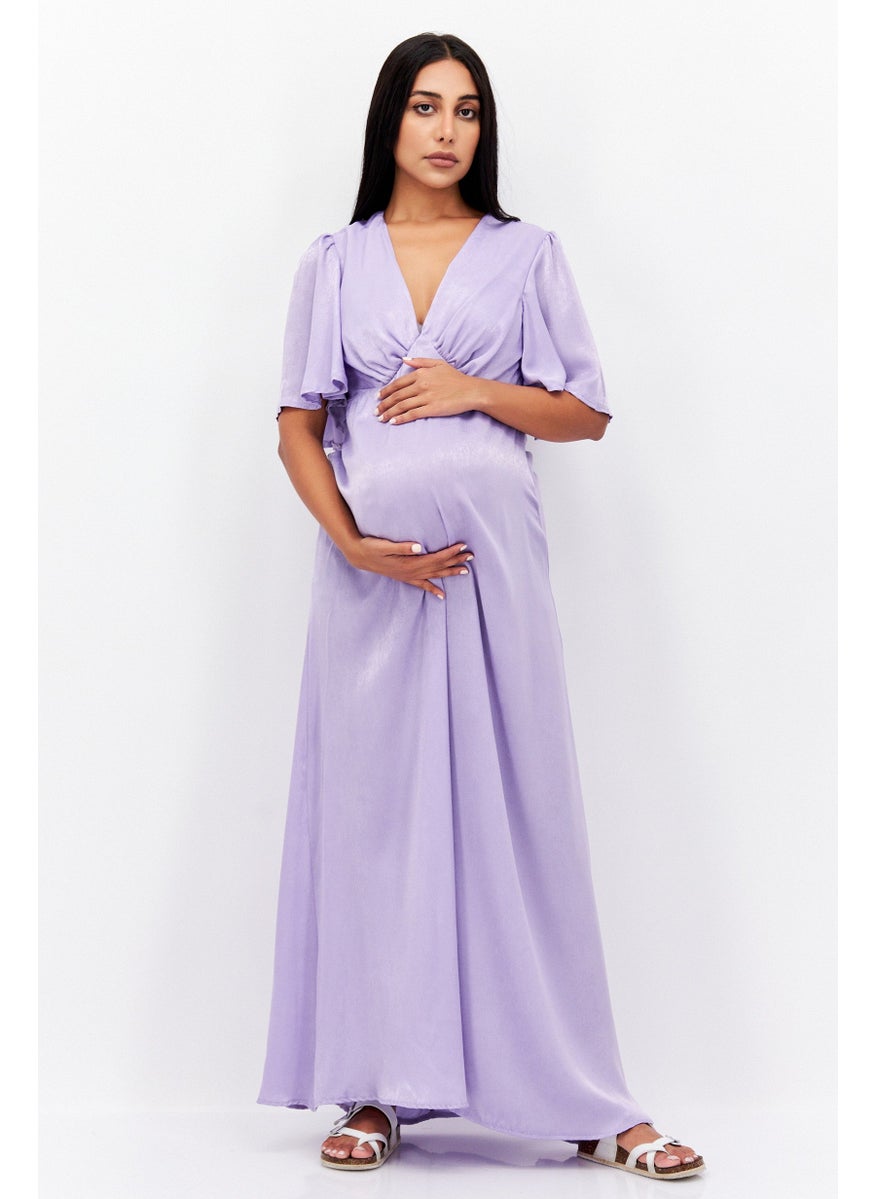 Flounce London - Maternity Solid Maxi Dress, Lilac - Image 1