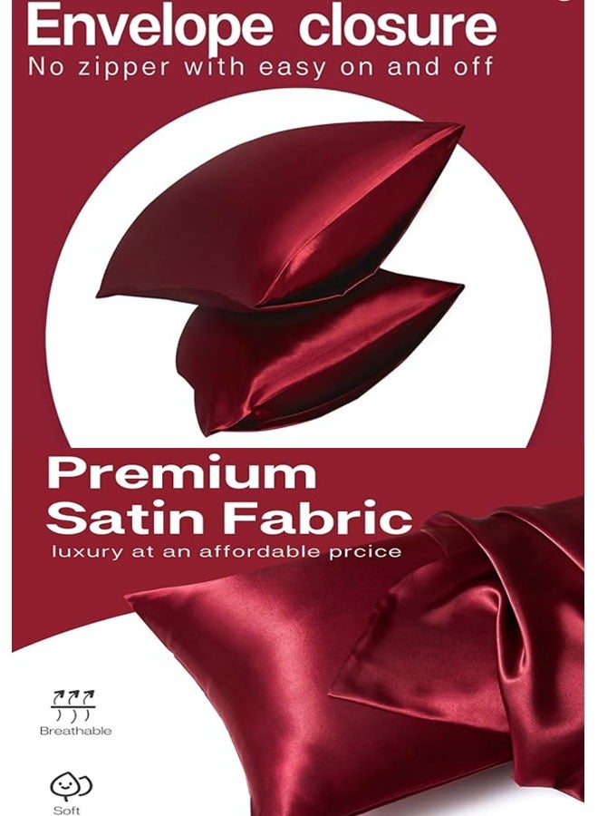 ZCM-HAPPY Pack of 2 Skin-Friendly Silk Satin Pillowcases with Envelope Design, Smooth Pillowcase Hair-Friendly Pillowcase Luxurious Satin Pillow Covers For Better Sleep Anti-wrinkle Pillowcases for Sensitive Skin - Image 2