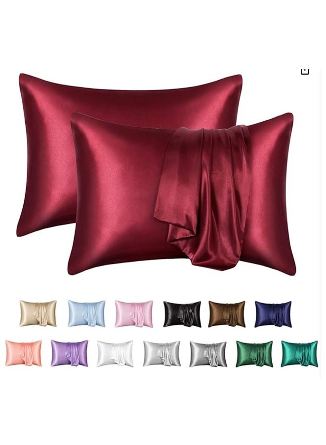 ZCM-HAPPY Pack of 2 Skin-Friendly Silk Satin Pillowcases with Envelope Design, Smooth Pillowcase Hair-Friendly Pillowcase Luxurious Satin Pillow Covers For Better Sleep Anti-wrinkle Pillowcases for Sensitive Skin - Image 5
