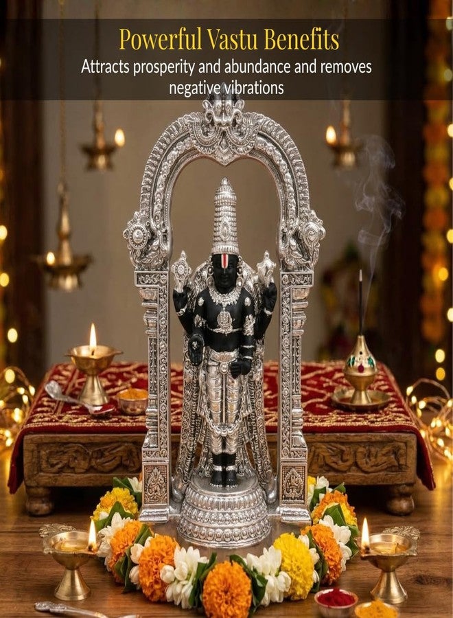 Dev Aastha Dev Aaastha Premium Silver-Plated Standing Tirupati Balaji Idol Statue for Pooja Room | Home | Office Decor | Decorative Showpiece | Diwali | Housewarming Gift | Car Dashboard | 4.7 Inch - Image 4