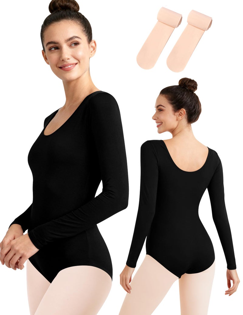 MOLLDAN Women Long Sleeve Dance Leotard Ballet Leotard with Tights,Full Front Lining(4028-06-S) - Image 1