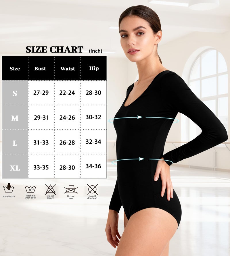 MOLLDAN Women Long Sleeve Dance Leotard Ballet Leotard with Tights,Full Front Lining(4028-06-S) - Image 5