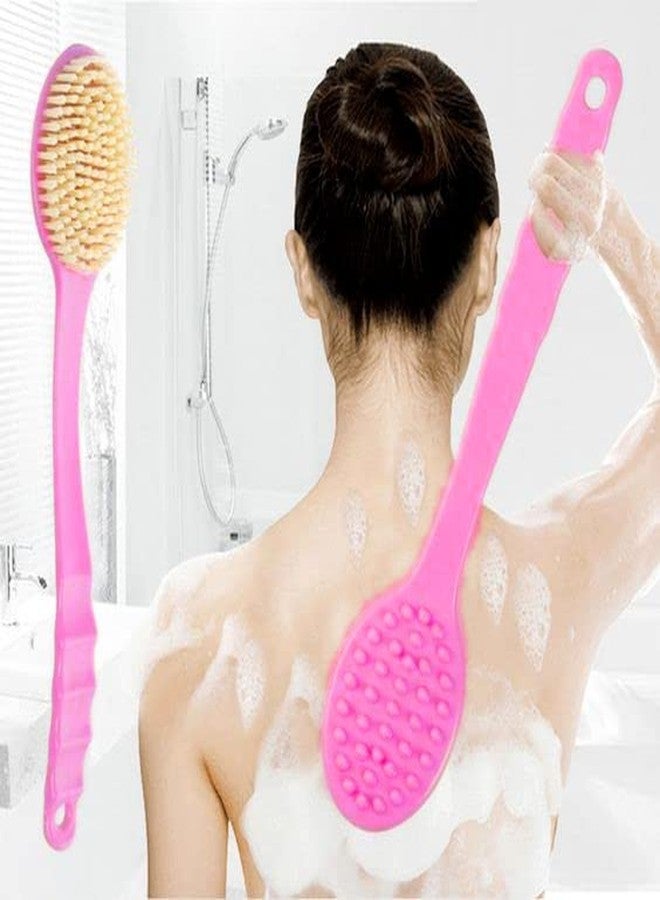 Fully Soft Bristle Back Body Brush for Men and Women (Pink) - Image 2